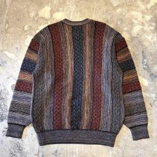 画像2: MULTI STRIPE PATTERN KNIT SWEATER / Mens L (2)