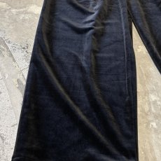画像7: BLACK COLOR VELOUR WIDE SILHOUETTE SLACKS / W33 (7)