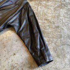 画像6: BLACK COLOR SHOULDER GATHER DESIGN LEATHER TAILORED JACKET / Ladies M~L (6)