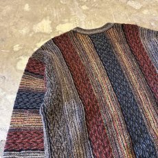 画像9: MULTI STRIPE PATTERN KNIT SWEATER / Mens L (9)