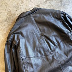 画像9: BLACK COLOR SHOULDER GATHER DESIGN LEATHER TAILORED JACKET / Ladies M~L (9)
