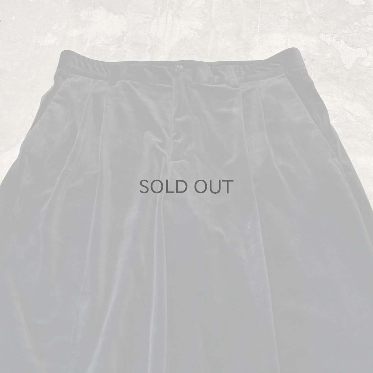 画像10: BLACK COLOR VELOUR WIDE SILHOUETTE SLACKS / W33 (10)