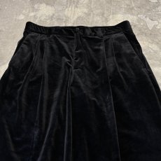 画像10: BLACK COLOR VELOUR WIDE SILHOUETTE SLACKS / W33 (10)