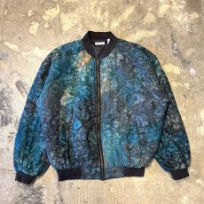 画像1: ALL OVER ARTISTIC PATTERN ZIP UP SILK JACKET / Mens S(L) (1)