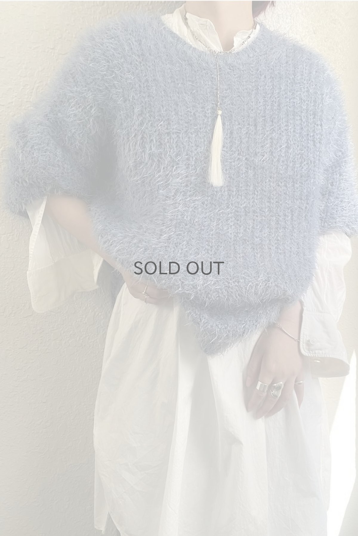 画像11: VISION BLUE COLOR OVER DESIGN SHAGGY KNIT L/S TOPS / Ladies L (11)