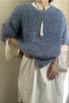 画像11: VISION BLUE COLOR OVER DESIGN SHAGGY KNIT L/S TOPS / Ladies L (11)