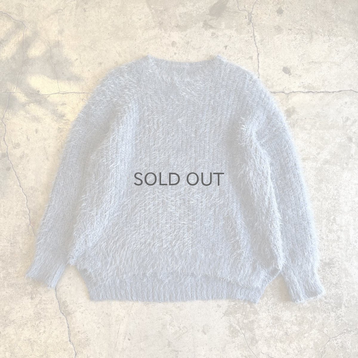 画像1: VISION BLUE COLOR OVER DESIGN SHAGGY KNIT L/S TOPS / Ladies L (1)