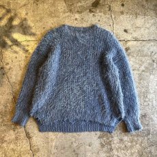 画像1: VISION BLUE COLOR OVER DESIGN SHAGGY KNIT L/S TOPS / Ladies L (1)