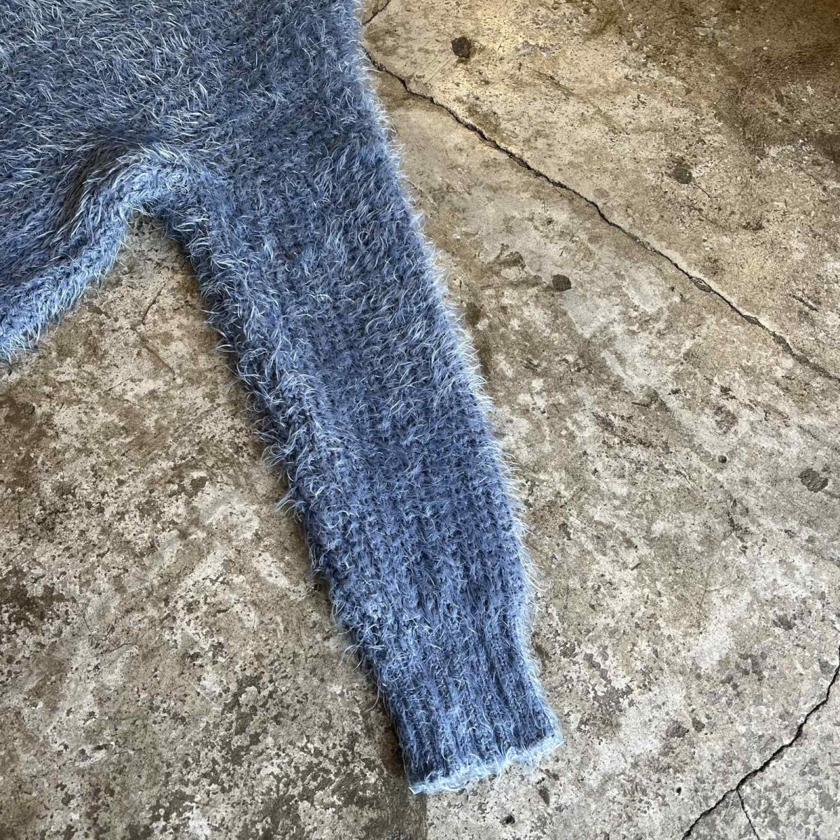 画像7: VISION BLUE COLOR OVER DESIGN SHAGGY KNIT L/S TOPS / Ladies L (7)