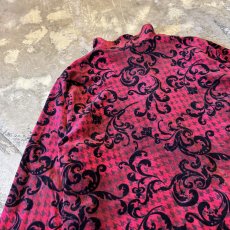 画像9: ALL OVER PATTERN HI-NECK ZIP UP VELOUR JACKET / Mens L (9)