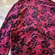 画像5: ALL OVER PATTERN HI-NECK ZIP UP VELOUR JACKET / Mens L (5)