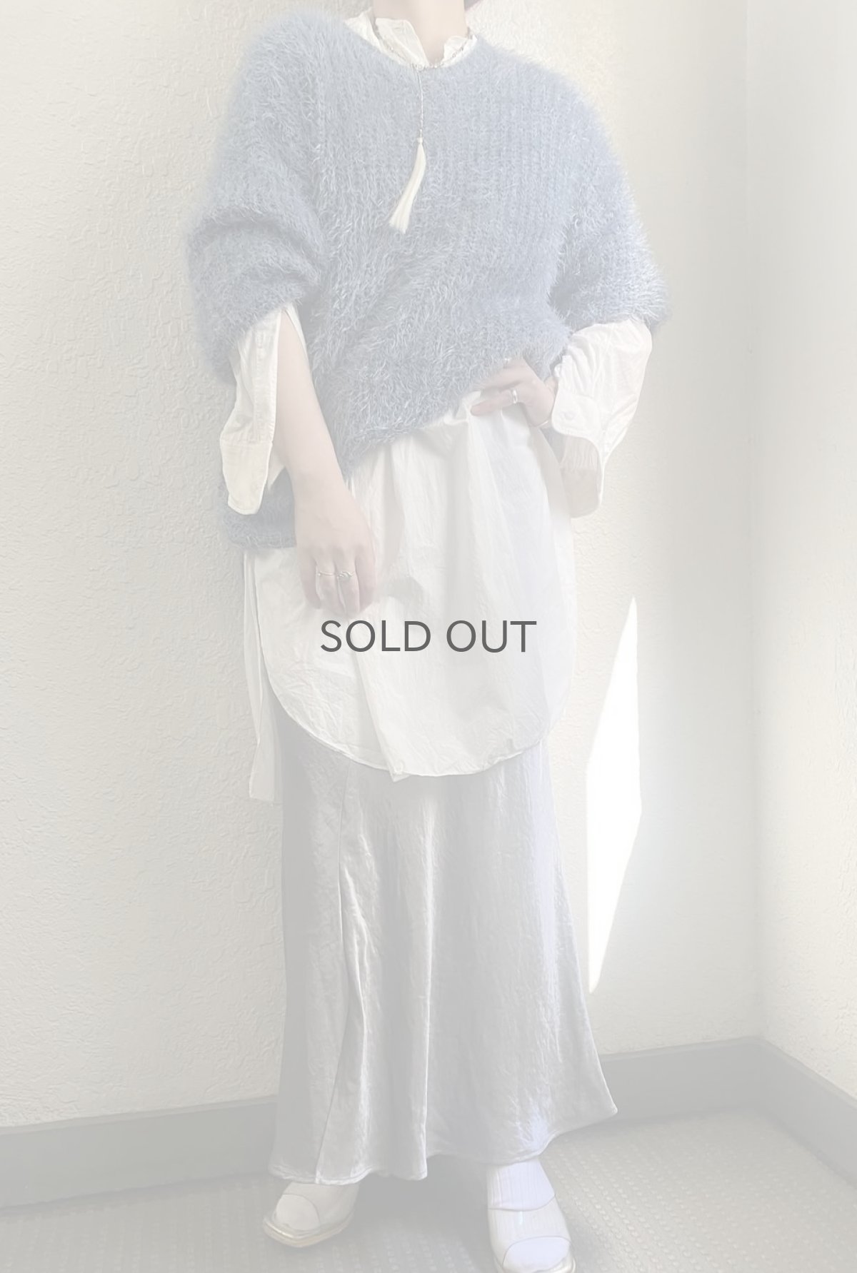 画像12: VISION BLUE COLOR OVER DESIGN SHAGGY KNIT L/S TOPS / Ladies L (12)