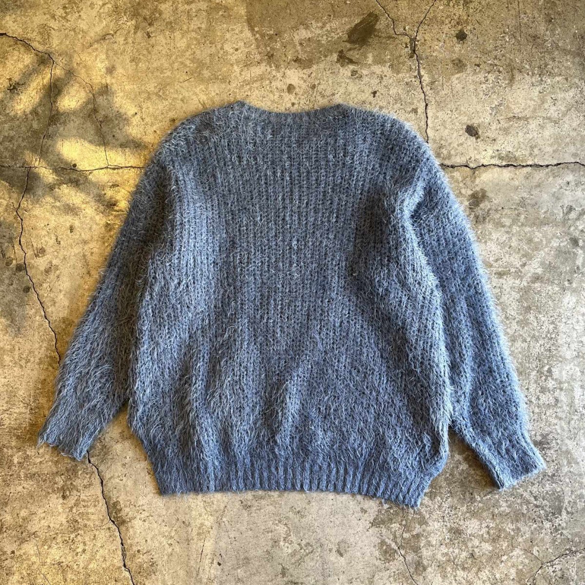 画像2: VISION BLUE COLOR OVER DESIGN SHAGGY KNIT L/S TOPS / Ladies L (2)