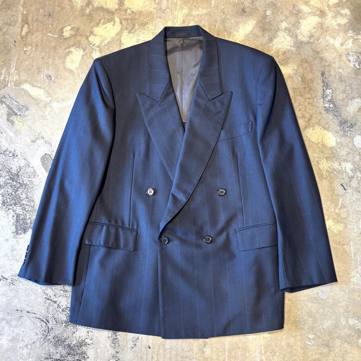 画像1: 【LANVIN】STRIPE PATTERN DOUBLE BREASTED TAILORED JACKET / Mens L (1)