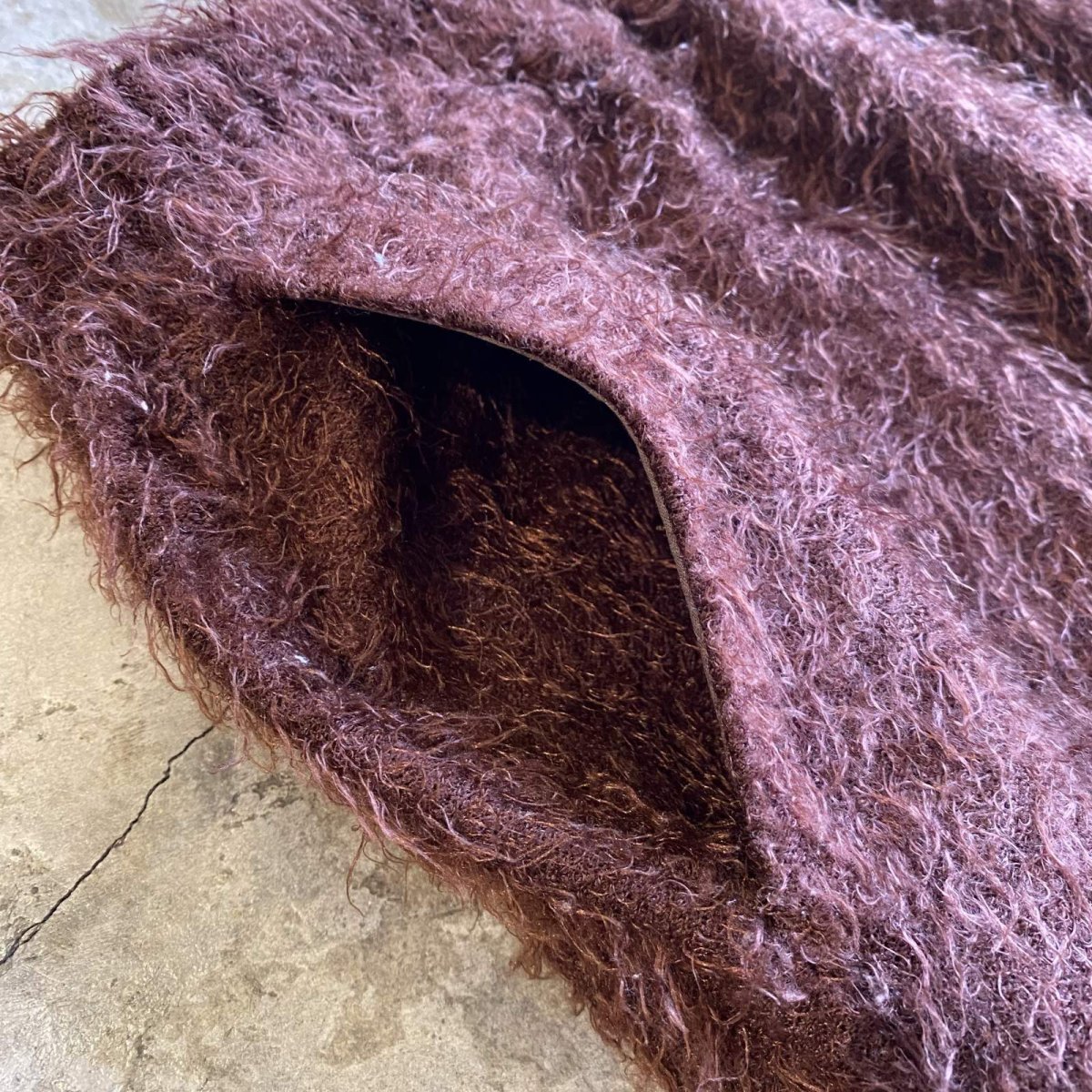 画像4: BROWN COLOR SHAGGY BACK SLIT LONG SKIRT / W24~W35 (4)