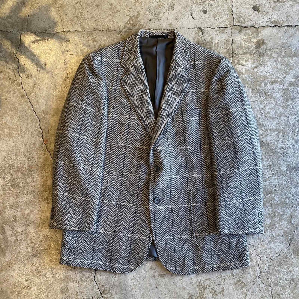 画像1: 2TONE COLOR HERRINGBONE PATTERN DESIGN TAILORED JACKET / Ladies L  (1)