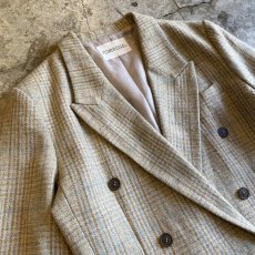 画像3: PALE TONE CHECK PATTERN DESIGN DOUBLE JACKET / Ladies M  (3)
