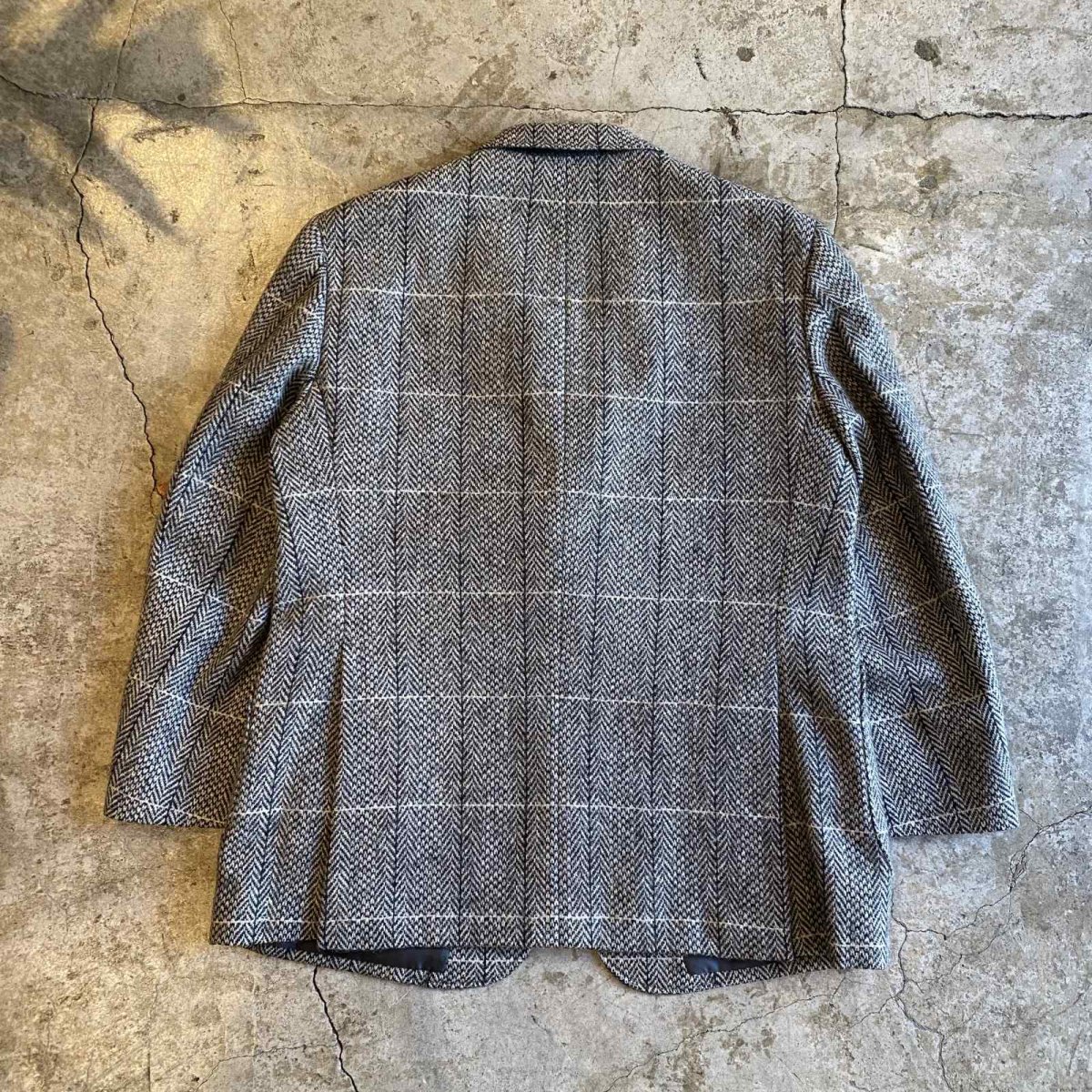 画像2: 2TONE COLOR HERRINGBONE PATTERN DESIGN TAILORED JACKET / Ladies L  (2)