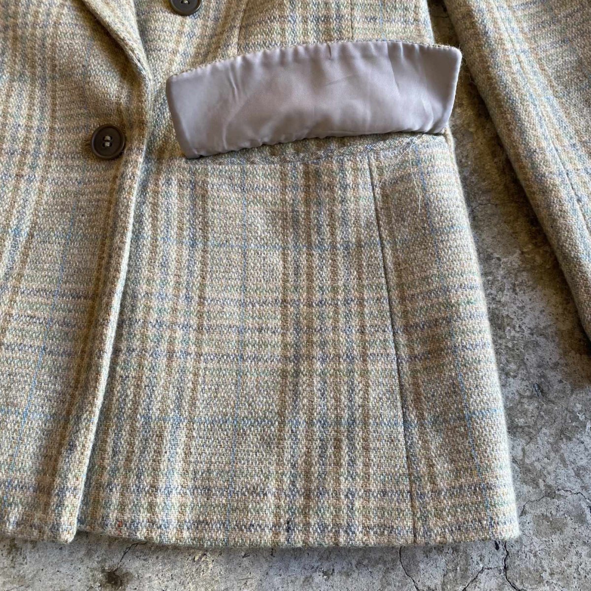 画像6: PALE TONE CHECK PATTERN DESIGN DOUBLE JACKET / Ladies M  (6)