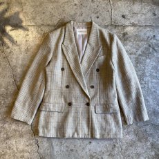 画像1: PALE TONE CHECK PATTERN DESIGN DOUBLE JACKET / Ladies M  (1)
