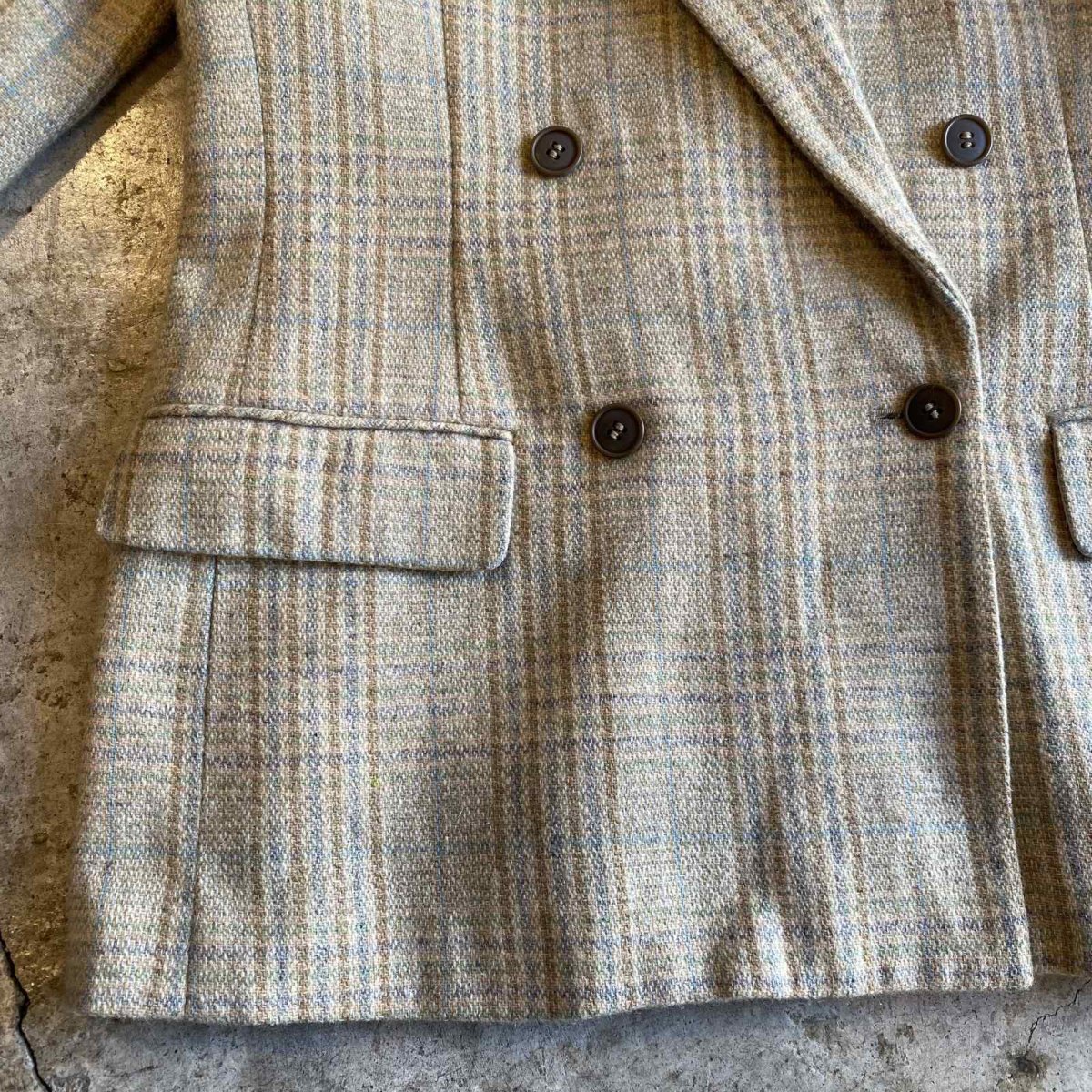 画像4: PALE TONE CHECK PATTERN DESIGN DOUBLE JACKET / Ladies M  (4)