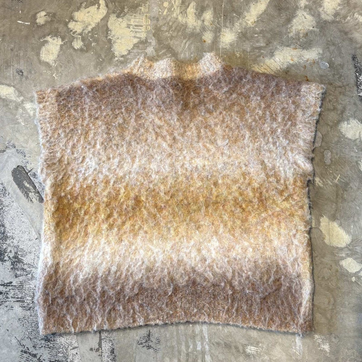 画像2: BORDER PATTERN MOCK NECK KNIT VEST / Mens L (2)