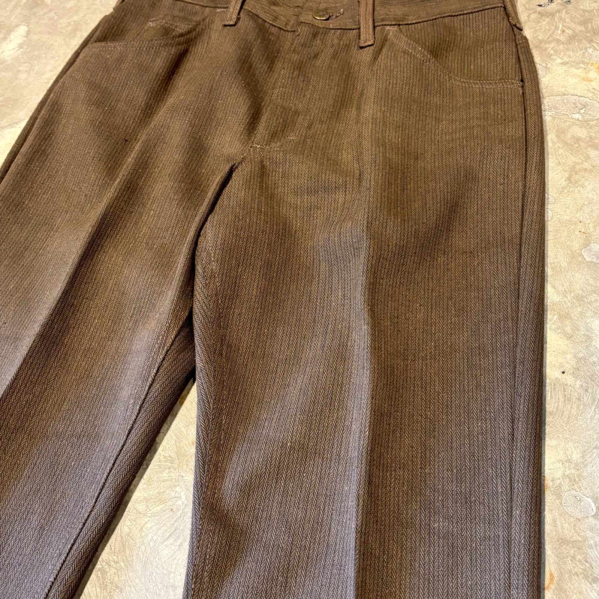 画像4: ~80's【LEE】BROWN COLOR HERRINGBONE PATTERN SLACKS / W30 (4)