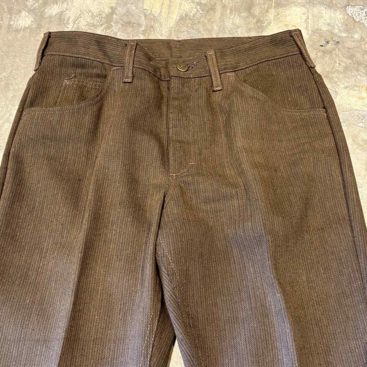 画像10: ~80's【LEE】BROWN COLOR HERRINGBONE PATTERN SLACKS / W30 (10)