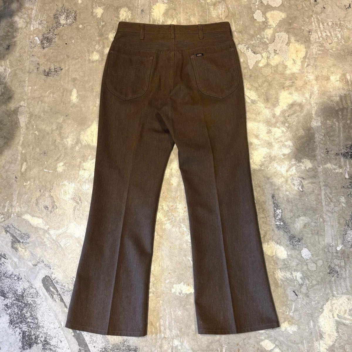 画像2: ~80's【LEE】BROWN COLOR HERRINGBONE PATTERN SLACKS / W30 (2)