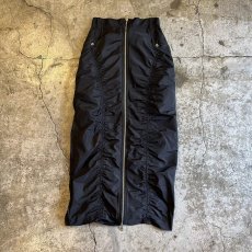 画像1: FRONT GATHER DOUBLE ZIP UP DESIGN NYLON LONG SKIRT / W24~W26 (1)