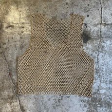 画像1: ALL OVER BAMBOO BEADS MESH DESIGN V NECK VEST / Ladies S~M (1)