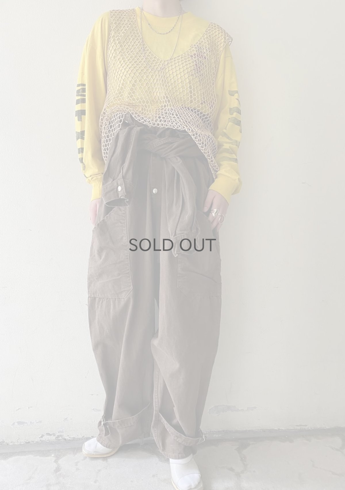 画像12: ALL OVER BAMBOO BEADS MESH DESIGN V NECK VEST / Ladies S~M (12)