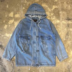 画像1: DENIM HOODIE MULTI POCKET FIREMAN JACKET / Mens S(L) (1)