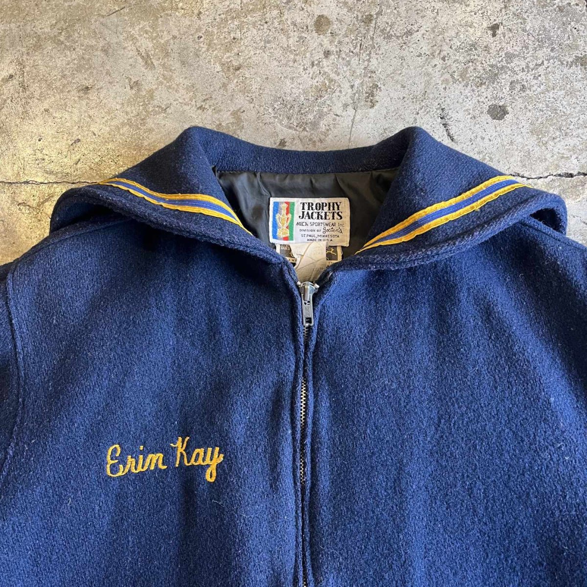 画像7: OLD EMBROIDERY POINT PATCH DESIGN AWARD JACKET / Ladoes M(L) / MADE IN USA (7)