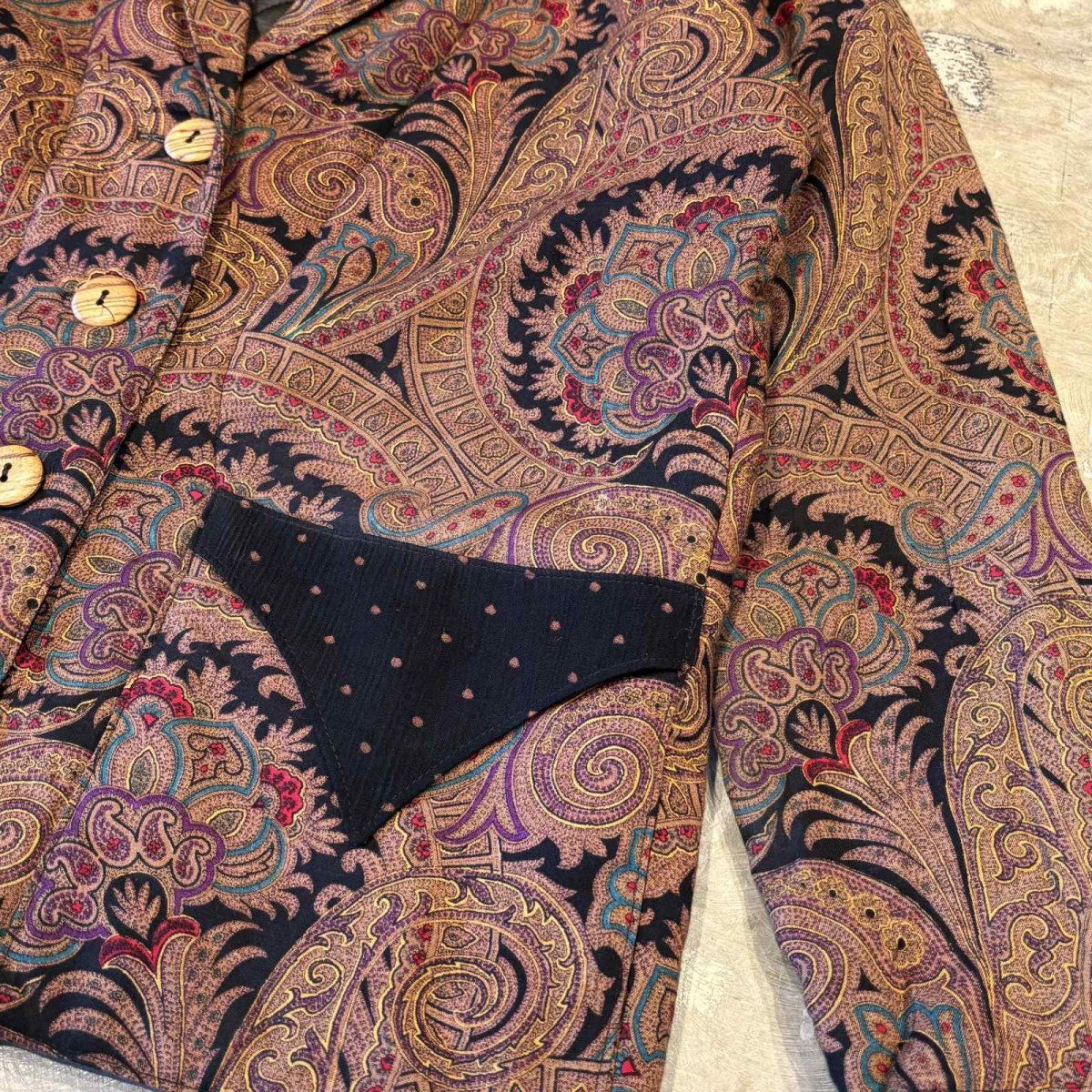 画像6: DOT×PAISLEY PATTERN SWITCHED JACKET / Mens L / MADE IN USA (6)