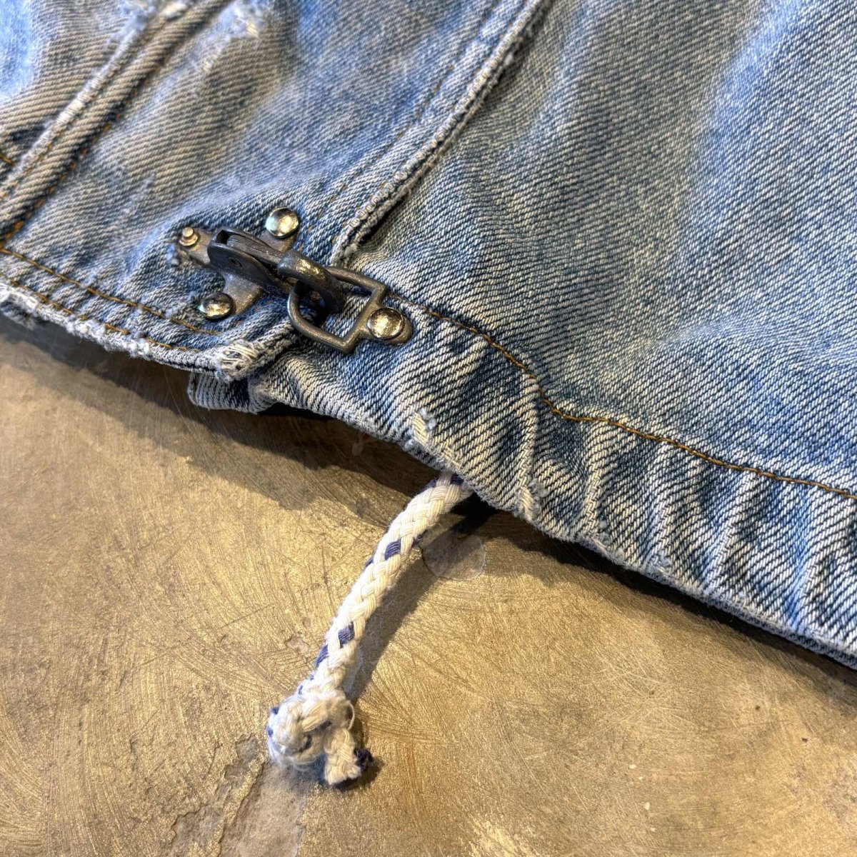 画像11: DENIM HOODIE MULTI POCKET FIREMAN JACKET / Mens S(L) (11)