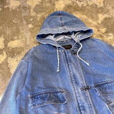 画像3: DENIM HOODIE MULTI POCKET FIREMAN JACKET / Mens S(L) (3)