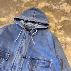 画像4: DENIM HOODIE MULTI POCKET FIREMAN JACKET / Mens S(L) (4)