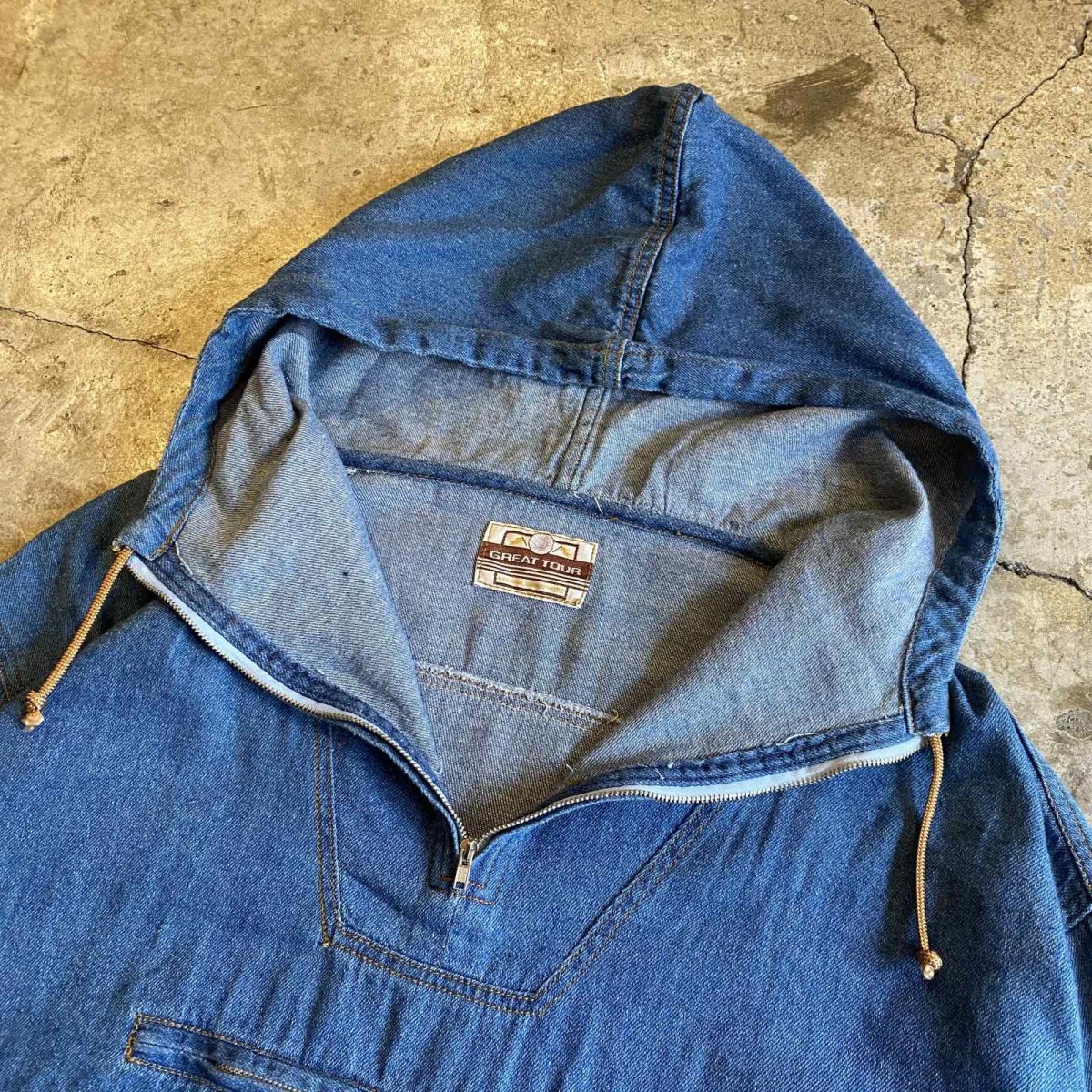 画像6: OLD DENIM FRONT POCKET DESIGN ANORAK HOODIE L/S TOPS / Ladies L~XL (6)