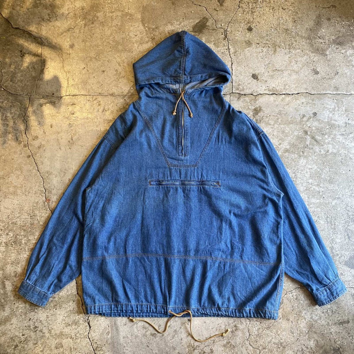 画像1: OLD DENIM FRONT POCKET DESIGN ANORAK HOODIE L/S TOPS / Ladies L~XL (1)