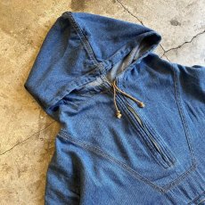 画像3: OLD DENIM FRONT POCKET DESIGN ANORAK HOODIE L/S TOPS / Ladies L~XL (3)