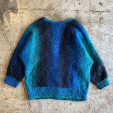 画像2: GRADATION COLOR DOLMAN SLEEVE DESIGN KNIT MOHAIR CARDIGAN / Ladies L (2)