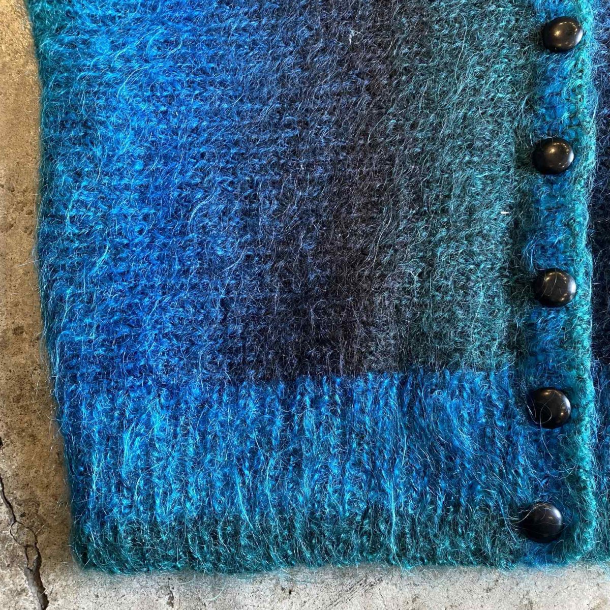 画像6: GRADATION COLOR DOLMAN SLEEVE DESIGN KNIT MOHAIR CARDIGAN / Ladies L (6)