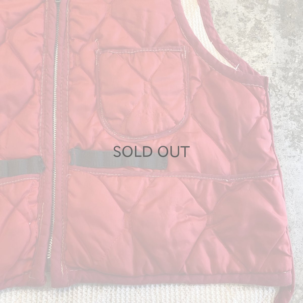 画像5: OLD QUILTING DESIGN RED COLOR LINING THERMAL VEST / Ladies L (5)