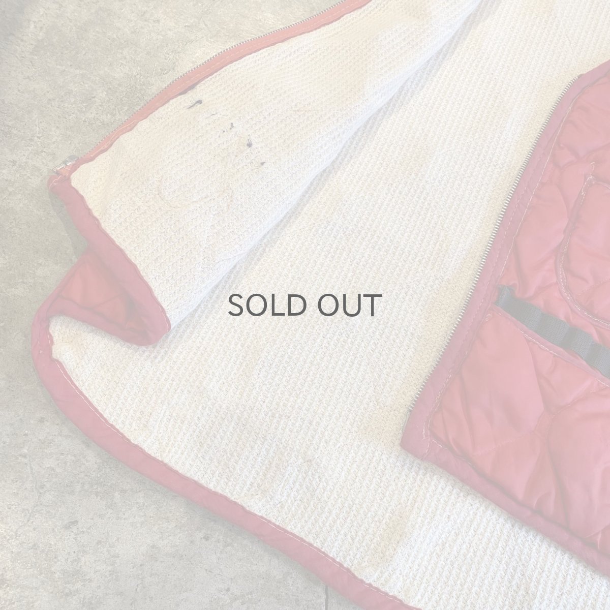 画像8: OLD QUILTING DESIGN RED COLOR LINING THERMAL VEST / Ladies L (8)