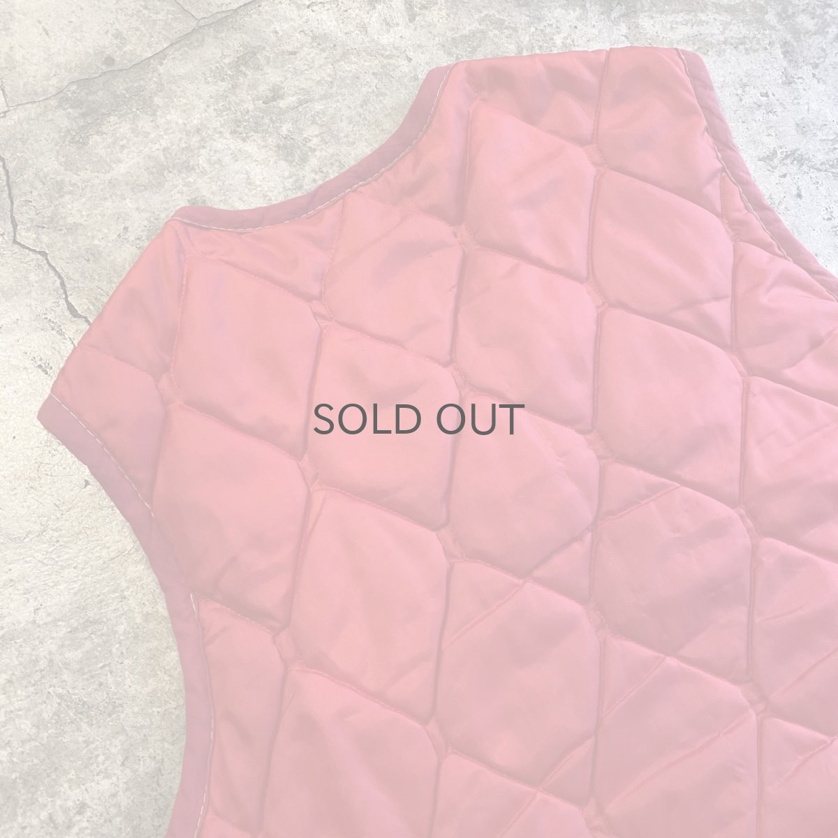 画像11: OLD QUILTING DESIGN RED COLOR LINING THERMAL VEST / Ladies L (11)