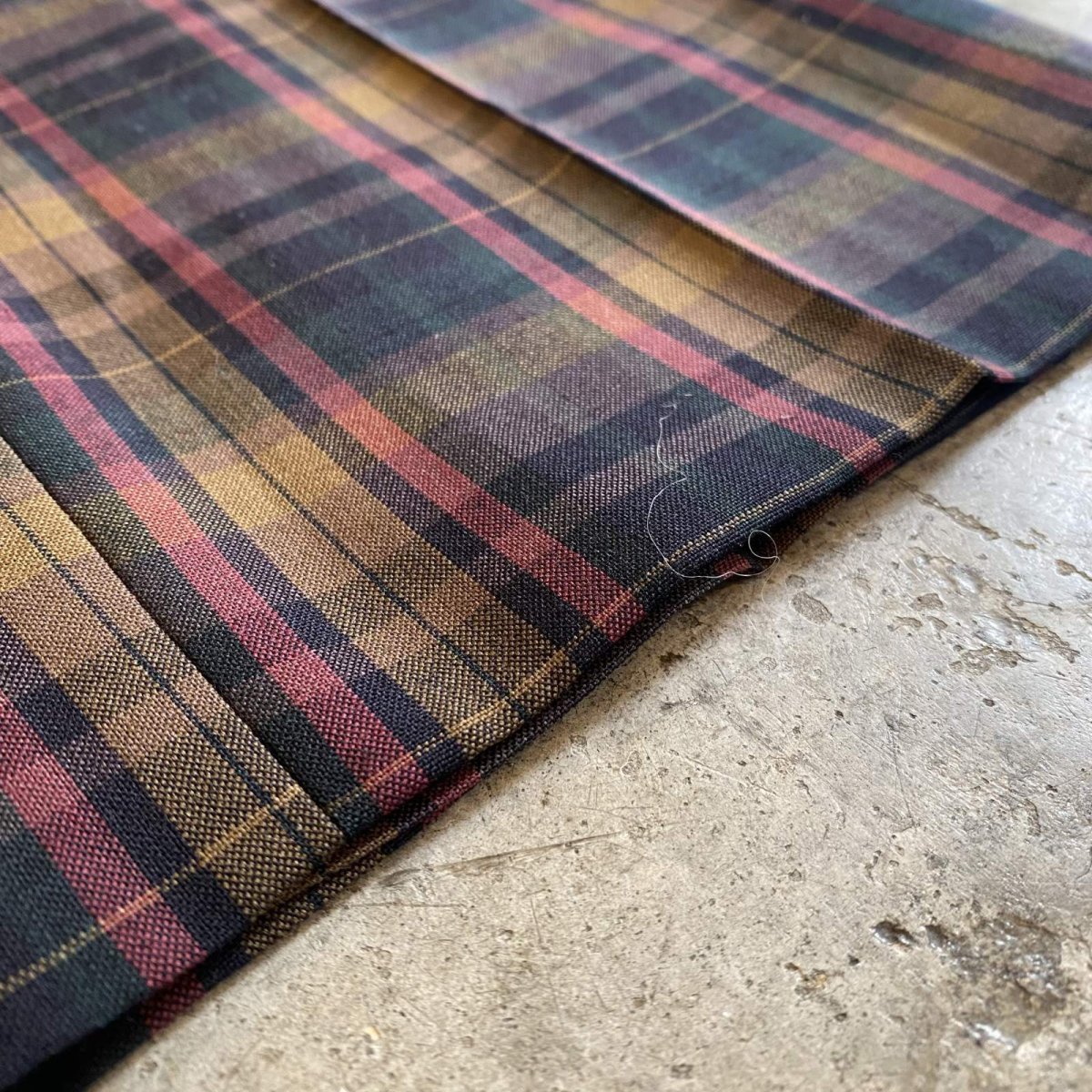 画像11: COLOR CHECK PATTERN TUCK SLACKS PANTS / W28 (11)