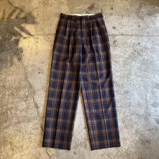 画像1: COLOR CHECK PATTERN TUCK SLACKS PANTS / W28 (1)