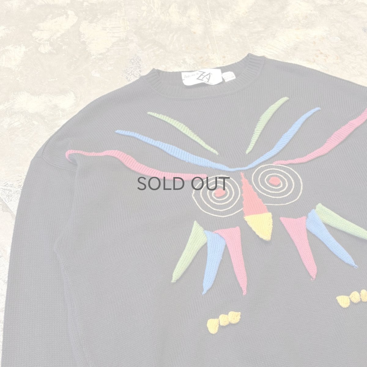 画像3: OWL MOTIF 3D COTTON KNIT SWEATER / Mens L / MADE IN ITALY (3)