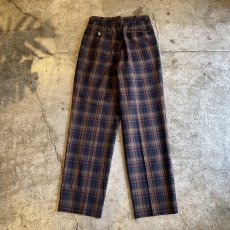 画像2: COLOR CHECK PATTERN TUCK SLACKS PANTS / W28 (2)
